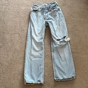 Abercrombie & Fitch Light Blue The 90s Baggy Low Rise curve love size 24